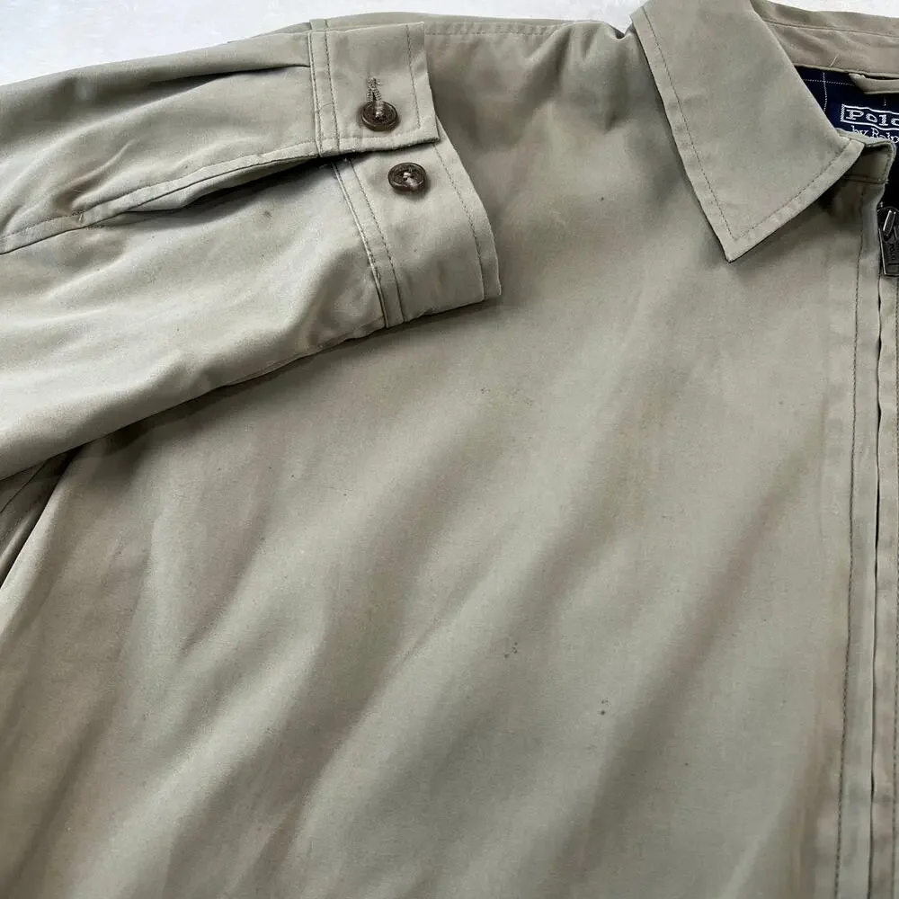 Polo Ralph Lauren Beige Plaid Lined Harrington Bomber Jacket Men's size 2XL XXL